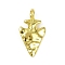 Textured Brass Pendants, Arrowhead, Long-Lasting Plated, Cadmium Free & Lead Free, Rack Plating, Real 18K Gold Plated, 27x15x7mm, Hole: 4mm