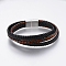 Leather Cord Multi-strand Bracelets, with 304 Stainless Steel Magnetic Clasps, Mixed Color, 8-5/8 inch(22cm), 4~23mm