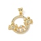 Brass Micro Pave Cubic Zirconia Pendants, Cadmium Free & Lead Free, Real 16K Gold Plated, Crab, 20x22x2.5mm, Hole: 5x3.5mm