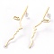 Unisex Fashion Stainless Steel Stud Earrings, with Ear Nuts, Human Face, Golden, 58.5x15mm, Pin: 0.7mm