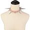 Gothic Style Alloy Spiked Rivet Imitation Leather Choker Necklaces, Platinum, Pink, 16.93 inch(43cm)