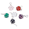 6Pcs 6 Style Natural Gemstone Pendants, with Platinum Plated Brass Wire Wrapped, Round Charm, 28.5~34x18.5~20x17~19mm, Hole: 4~5.5mm, 1pc/style