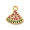 Brass Micro Pave Clear Cubic Zirconia Pendants, Fruit Charms, Real 18K Gold Plated, Watermelon, 11.5x11x1.5mm, Hole: 1.4mm