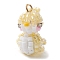Seed Beads Beaded Charms, with 304 Stainless Steel Loops, Bird Pendants, Lemon Chiffon, 21.5x13x14mm, Hole: 2mm