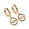 Brass Micro Pave Cubic Zirconia Huggie Hoop Earrings, with Enamel, Long-Lasting Plated, Flat Round with Evil Eye, Colorful, Golden, 30mm, Pin: 1mm