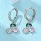 Brass Micro Pave Cubic Zirconia Hoop Earrings, Lead Free & Cadmium Free, Long-Lasting Plated, Rack Plating, Cherry, Platinum, 28x12mm