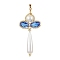 Glass Pearl Big Pendants, with Acrylic & Seed Beads & Golden Brass Findings, Cross, Dodger Blue, 68x31x10mm, Hole: 4x4mm