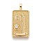 Brass Micro Pave Clear Cubic Zirconia Pendants, Real 18K Gold Plated, Tarot Card Charms, The Hermit, The Hermit IX, 30x15x4mm, Hole: 3~4mm