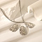 304 Stainless Steel Hammered Teardrop Stud Earrings & Pendant Necklaces Sets for Women, Stainless Steel Color