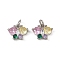 Brass Micro Pave Cubic Zirconia Pendants, Butterfly Charms, with Jump Ring, Long-Lasting Plated, Cadmium Free & Lead Free, Rack Plating, Platinum, 9x12x3.5mm, Hole: 3mm
