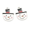 Alloy Enamel Pendants, Christmas Snowman, White, Platinum, 21x16x1mm, Hole: 1mm