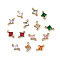 Transparent Glass Links connectors, with Brass Findings, Faceted, Rhombus, Light Gold, Mixed Color, 11x7x4mm, Hole: 1mm, Side Length: 5mm