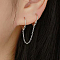 Simple 925 Sterling Silver Hoop Earrings, Chain Charm, Silver, 11x9mm