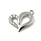 Brass Micro Pave Cubic Zirconia Pendants, Heart Shape Charms, Rack Plating, Lead Free & Cadmium Free, Platinum, 14.5x14.5x2.5mm, Hole: 1.2mm