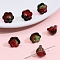 10Pcs Gradient Color Transparent Glass Bead Caps, Six-Petal Flowers, Orchid, Dark Red, 12x7mm
