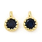 Brass Pave Cubic Zirconia Pendants, Single Stone Charms, Flat Round, Rack Plating, Long-Lasting Plated, Golden, Prussian Blue, 6.5~7x4.5~5x3mm, Hole: 1mm