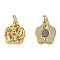 Brass Pendants, with Jump Rings and Magnet, Nickel Free, Flower, Real 18K Gold Plated, 17x11.5x16mm, Jump Ring: 5x1mm, 3mm inner diameter