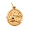 304 Stainless Steel Rhinestone Pendants, Flat Round with Star, with Jump Ring, Golden, 18x14.5x2.5mm, Hole: 4.5mm
