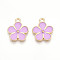 Alloy Enamel Pendants, Light Gold, Cadmium Free & Nickel Free & Lead Free, Flower Charm, Plum, 17x14x2.5mm, Hole: 1.6mm