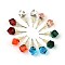 Shiny Glass Rhinestone Stud Earrings, with Platinum Brass Ear Stud Components, Mixed Color, 9x7mm, Pin: 0.7mm