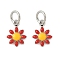 Brass Enamel Charms, Flower Charm, with Jump Ring, Lead Free & Cadmium Free, Long-Lasting Plated, Rack Plating, Platinum, Red, 10x7.5x2mm, Hole: 3.4mm