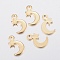 201 Stainless Steel Charms, Moon with Star, Real 18k Gold Plated, 11x7x1mm, Hole: 1.5mm