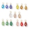 15Pcs Electroplate Glass Pendants, with Stainless Steel Jump Rings, Faceted, Teardrop, Golden, 19.5~21.5x9.8mm, Hole: 4.6mm