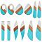 12Pcs 6 Styles Transparent Resin & Walnut Wood Big Pendants, Mixed Shapes, Mixed Color, 35.5~53.5x7~26x3~3.5mm, hole: 1.4~16mm, 2pcs/style