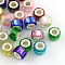 Resin European Beads, with Silver Color Plated Brass Double Cores, Round, Mixed Color, 11x8mm, Hole: 5mm