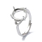 Adjustable 925 Sterling Silver Ring Components, with Cubic Zirconia, For Half Drilled Beads, Real Platinum Plated, 1.5~4.5mm, Inner Diameter: 18mm