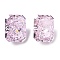 Cubic Zirconia Cabochons, Rectangle, Faceted, Pink, 9x7x5mm
