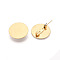 PVD Vacuum Plating 304 Stainless Steel Brooch Cabochon Settings, Flat Round, Real 18K Gold Plated, 25mm