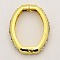 Shortener Clasps,  Brass Crystal Rhinestone Twister Clasps, Oval Ring Clasps, Golden, 26x21x4mm