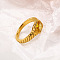 304 Stainless Steel Pave Cubic Zirconia Finger Rings for Women, Rectangle, Real 18K Gold Plated, Faceted, Yellow, Inner Diameter: 19mm