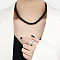 Chic 8MM Round Natural Black Onyx(Dyed and Heated) Beaded Necklaces for Women, with Stainless Steel Collar Chains, 15.75 inch(40cm)