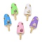 Brass Micro Pave Cubic Zirconia Enamel Pendants, Long-Lasting Plated, Lead Free & Cadmium Free, Ice Lolly, Golden, Mixed Color, 25x10.5x7mm, Hole: 6x2mm