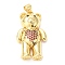 Rack Plating Brass Micro Pave Cubic Zirconia Pendants, Long-Lasting Plated, Lead Free & Cadmium Free, Bear, Medium Violet Red, 30x18x7.5mm, Hole: 4x3.5mm