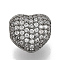 Brass Micro Pave Cubic Zirconia Beads, Cadmium Free & Lead Free, Heart, Clear, Gunmetal, 9x8x6mm, Hole: 1.2mm