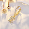 Brass Micro Pave Clear Cubic Zirconia Hoop Earrings, Golden, Letter E, 24x7mm