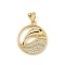 Brass Micro Pave Cubic Zirconia Pendants, Cadmium Free & Lead Free, Real 16K Gold Plated, Dolphin, 20x17.5x4mm, Hole: 5x3mm
