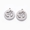 Non-Tarnish 201 Stainless Steel Pendants, Manual Polishing, Flat Round with Aum/Om Symbol, Stainless Steel Color, 18x16x1.5mm, Hole: 1.2mm