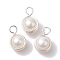 Natural Cultured Freshwater Pearl Copper Wire Wrapped Pendants, Potato Charms, Silver, 15.5~17.5x10~11.5x9.5~10.5mm, Hole: 3.5mm