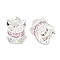 Brass Micro Pave Cubic Zirconia European Beads, Long-Lasting Plated, Large Hole Beads, Pink, Silver, 7.5x7.5mm, Hole: 3.4mm