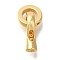 Brass Fold Over Clasps, Cadmium Free & Nickel Free & Lead Free, Ring, Real 18K Gold Plated, 18.5mm, Round: 8.5x8.5x2.3mm, Clasp: 14x6.5x4mm