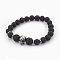 Natural Lava Rock Beads Stretch Bracelets, with 304 Stainless Steel Finding, Skull, 2 inch(5.2cm)