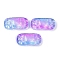 Spray Painted Transparent Glass Connector Charms, Curved Rectangle Links, Medium Purple, 25x12x6.5mm, Hole: 1.4mm