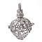 Rack Plating Brass Cage Pendants, Nickel Free, For Chime Ball Pendant Necklaces Making, Heart, Platinum, 29x25x20mm, Hole: 5x5mm, inner measure: 17x17mm