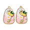 Light Gold Tone Alloy Enamel Pendants, with ABS Imitation Pearl and Resin, Flower and Bee Shape Charms, Rack Plating, Colorful, 31x18.5x5.5mm, Hole: 2mm