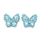 Handmade Polymer Clay Rhinestone Beads, Butterfly Disco Ball Beads, Aquamarine, 30x34x10mm, Hole: 1.8mm