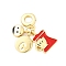 Brass Red and Black Enamel European Dangle Charms, Large Hole Pendants, Cadmium Free & Lead Free, Real 18K Gold Plated, Tableware, 32mm, Pendant: 11.5~17x8~13.5x3.5~4mm, Hole: 4.5mm